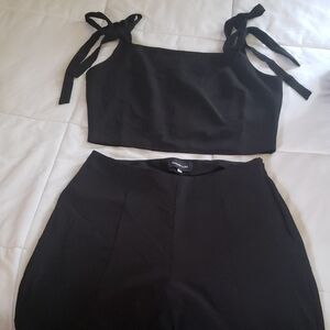Black Crop Top and Matching Pants